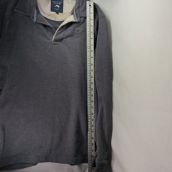 Nantucket Whaler M Men Medium Long Sleeve Collared Shirt 1/4 Button Sweater Gray - Picture 8 of 11
